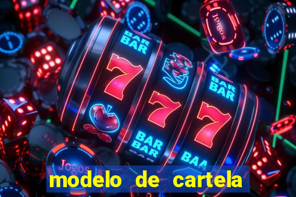 modelo de cartela de bingo em branco